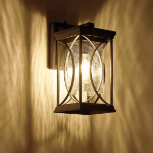 Oil Rubbed Bronze Porch Light Dusk to Dawn Outdoor Wall Lantern Small Modern Exterior Light Fixture Aluminum with Crack-Like Glass IP65 Waterproof Outdoor Sconce Outside Light for House, Front Door