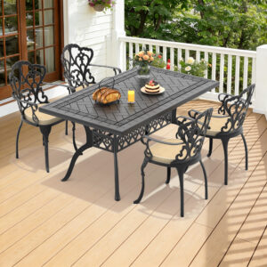 5-Piece Set Of Cast Aluminum Patio Furniture With Off-white Cushions (same as W1710S00574)