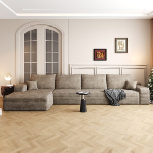 135" Cloud Sectional Couch with L-Shape Chaise,Modern Modular Sofa with Deep Seat, Upholstered Couches for Living Room Bedroom,No Assembly Required, Camel(Plush Corduroy Fabric)