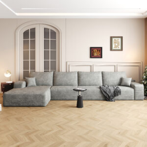 135" Cloud Sectional Couch with L-Shape Chaise,Modern Modular Sofa with Deep Seat, Upholstered Couches for Living Room Bedroom,No Assembly Required, Grey(Plush Corduroy Fabric)
