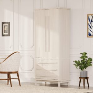 70" Kitchen Pantry Cabinet with 2 Cabinet Shelves,Luxurious Wooden Cupboard with 6 Door Shelves and 3 Drawers for Kitchen, Dining Room,White
